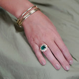 18K Yellow Gold Emerald and Diamond Ring