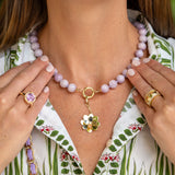 14K Yellow Gold Flower Pendant with Diamond