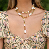 Estate Faraone and Menella 18K Yellow Gold White Necklace