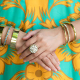 18K Yellow Gold Bezel Sapphire Strecth Bracelet