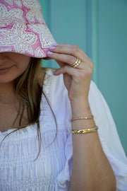 14K Yellow Gold Bezel Set Pink Sapphire Bracelet