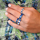 18K White Gold Blue Sapphire and Diamond Band