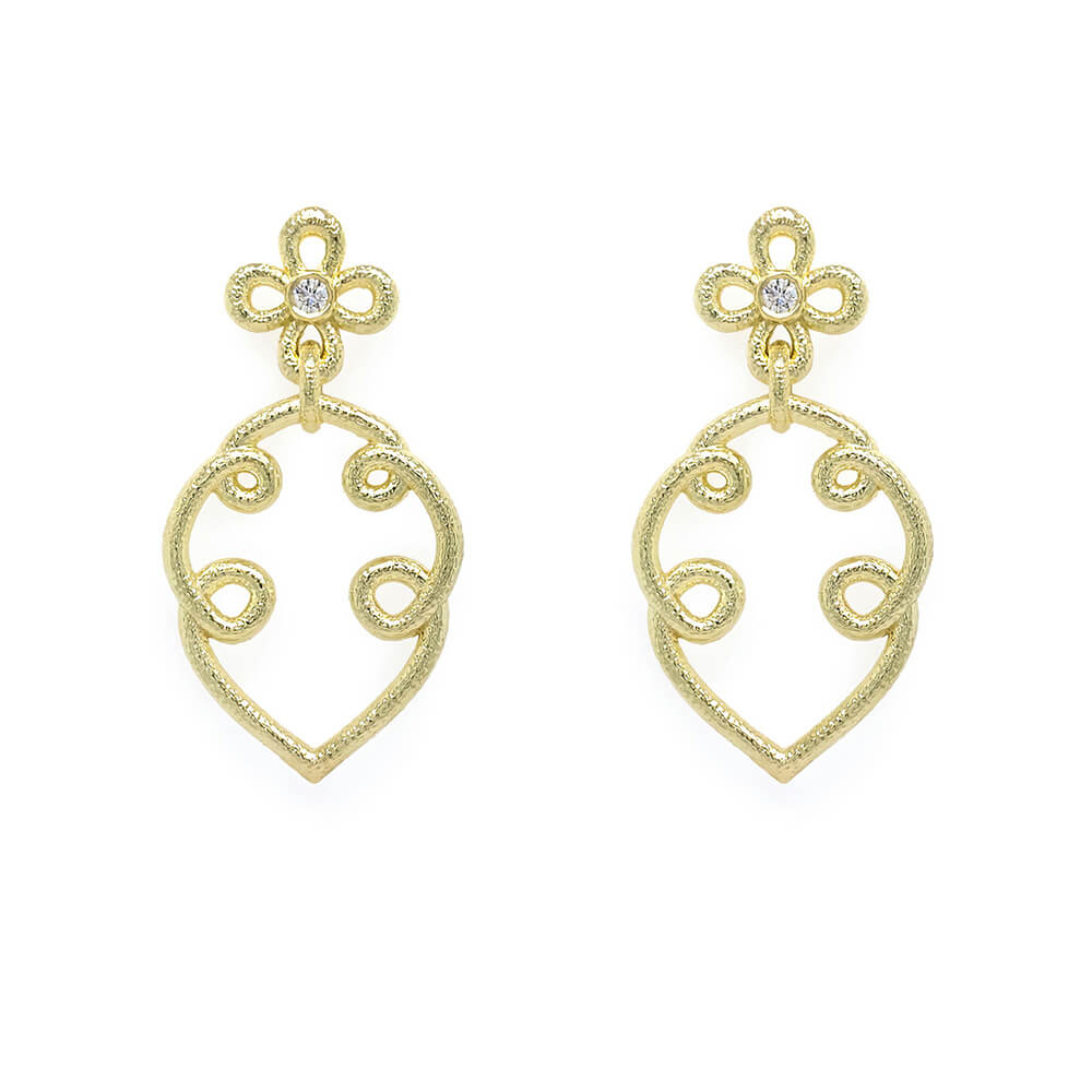 LPL Signature Collection 18K Yellow Gold Loop Drop Earrings with Diamond