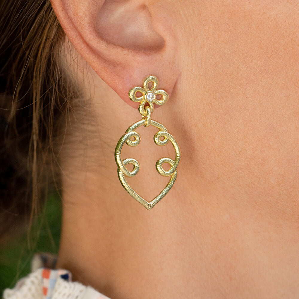LPL Signature Collection 18K Yellow Gold Loop Drop Earrings with Diamond