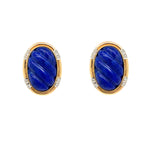 Pair of Estate Lapis earrings in a gold and diamond setting