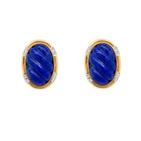 Pair of Estate Lapis earrings in a gold and diamond setting