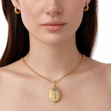 Large Blue Sapphire Primavera Locket on beaded chain