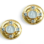 Elizabeth Locke 19K Gold earrings with Venetian Glass gemstones on a white background