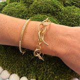 18k yellow gold hollow link bracelet with toggle