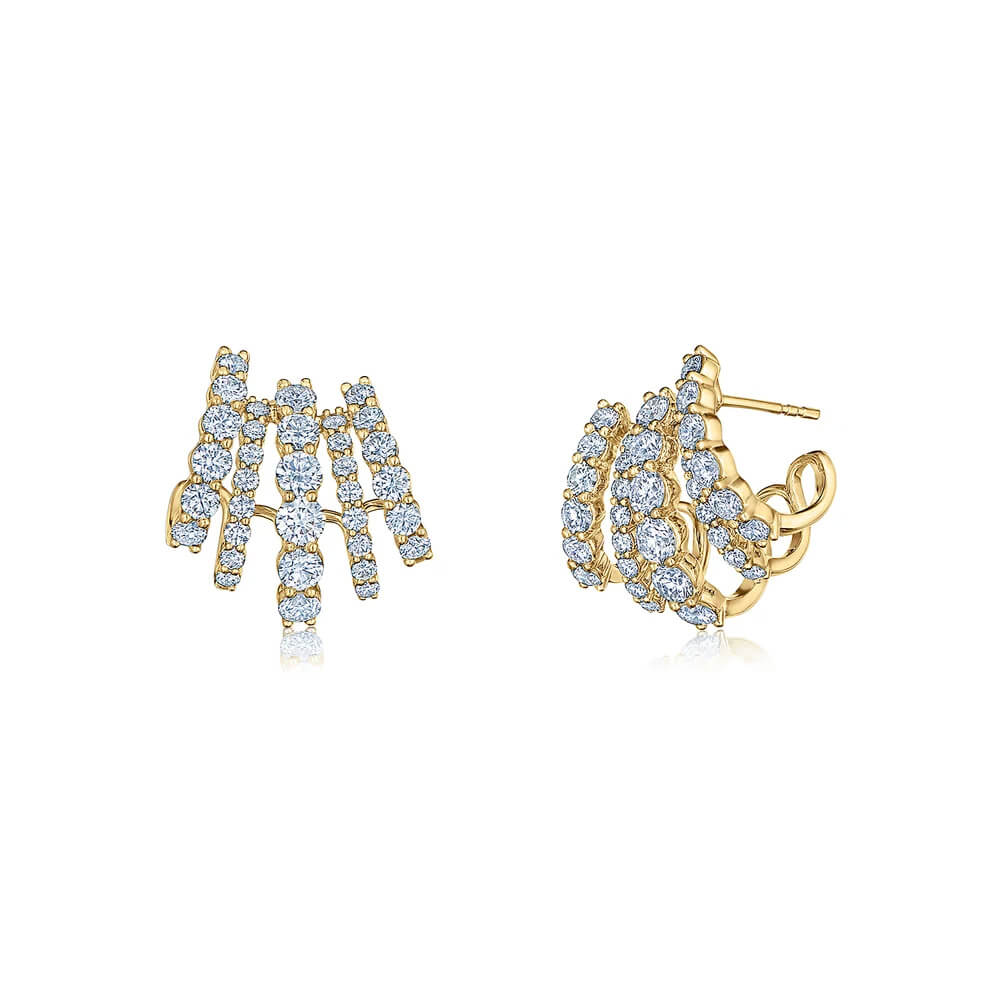 Kwiat 18K Yellow Gold Lyric Five Row Huggie Earrings with Diamonds