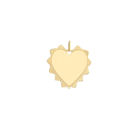 14K Yellow Gold Engravable Spike Heart Pendant
