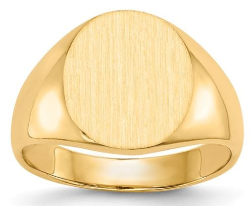 A 14K yellow gold closed back men's oval signet ring