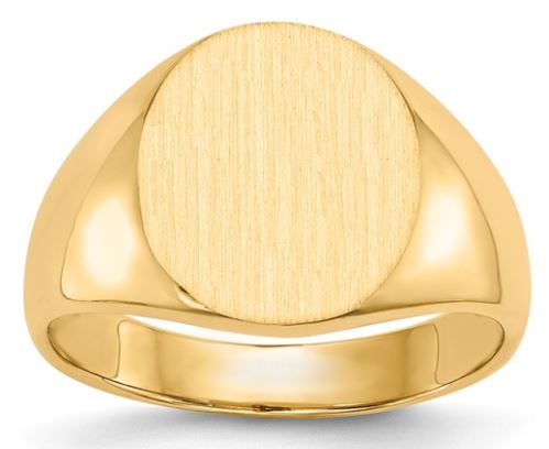 A 14K yellow gold closed back men's oval signet ring