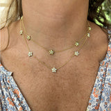 woman wearing "Merrimon" gold and diamond necklace