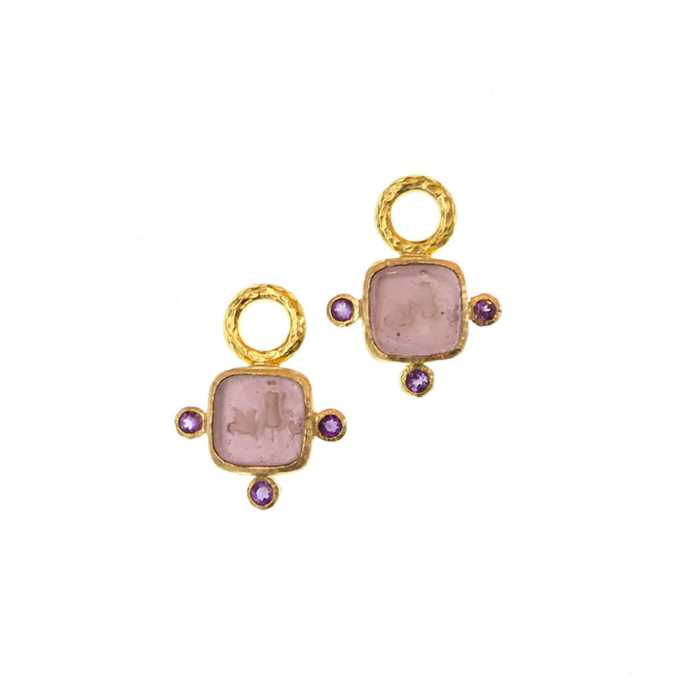 Elizabeth Locke 19k yellow gold Mulberry 'Quadrato Antico' Earring Charms