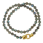 Elizabeth Locke Labradorite Bead Necklace in 19k Yellow Gold