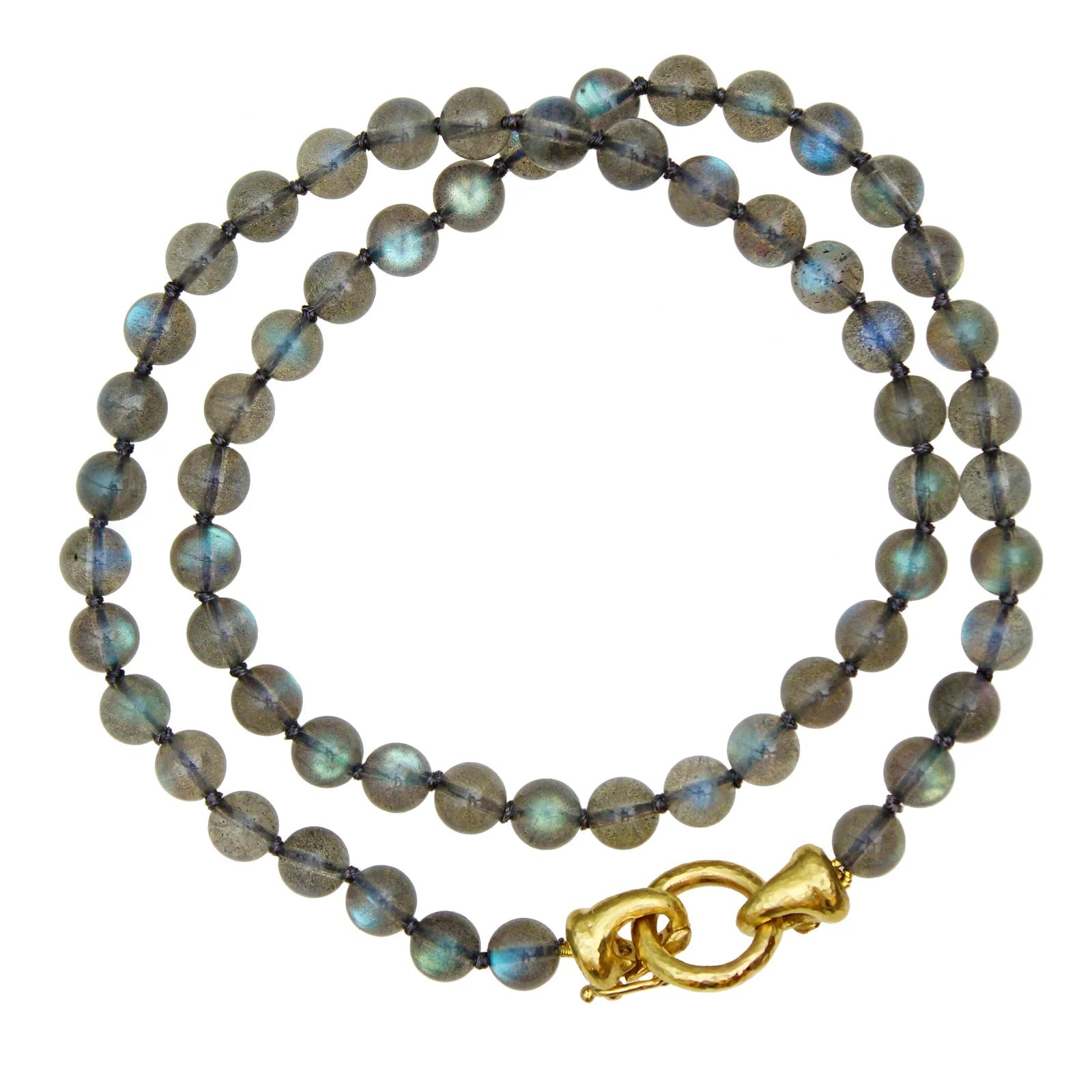 Elizabeth Locke Labradorite Bead Necklace in 19k Yellow Gold