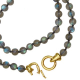 Elizabeth Locke Labradorite Bead Necklace in 19k Yellow Gold