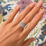 Estate Old Mine Diamond Ring with Square Diamond Halo