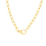 A 14K gold oval link chain necklace with a pear-shaped clasp.