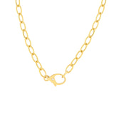 A 14K gold oval link chain necklace with a pear-shaped clasp.