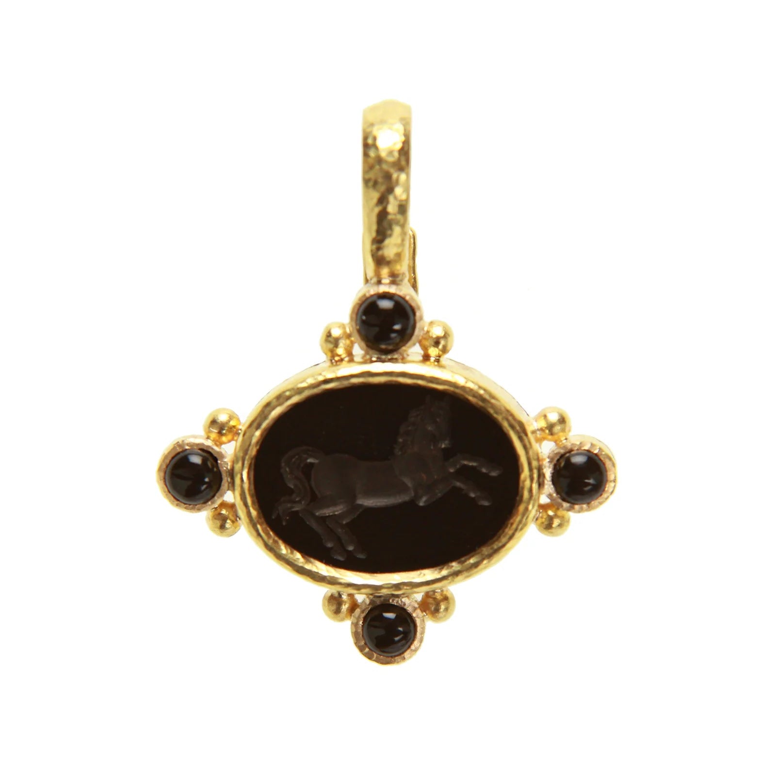Elizabeth Locke Onyx Rearing Horse Pendant 