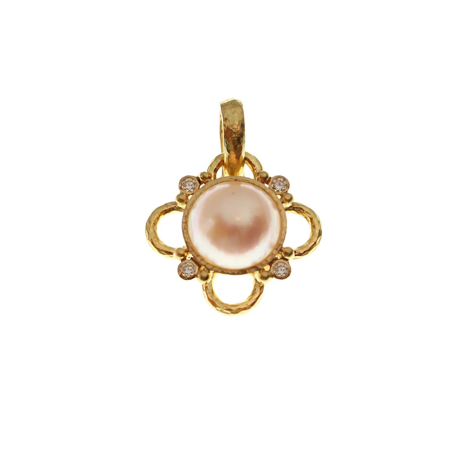 Mabe Pearl and Diamond in Wire Arches Pendant