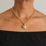 Mabe Pearl and Diamond in Wire Arches Pendant