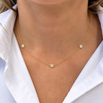 18K yellow gold 'Parker' 3 Station Diamond Necklace, 0.60 carats