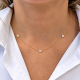 18K yellow gold 'Parker' 3 Station Diamond Necklace, 0.60 carats
