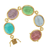 Elizabeth Locke Pastel Venietian Glass Intaglio Goddess Bracelet in 19k yellow gold