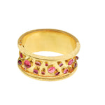 Elizabeth Locke 19k yellow gold Pink Tourmaline and Rhodolite Confetti Bangle Bracelet