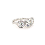 Side View Platinum bezel set Three-stone diamond ring 