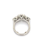  top view of Platinum bezel set Three-stone diamond ring 