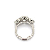  top view of Platinum bezel set Three-stone diamond ring 