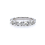 Platinum Emerald Cut Bezel Diamond Band Ring