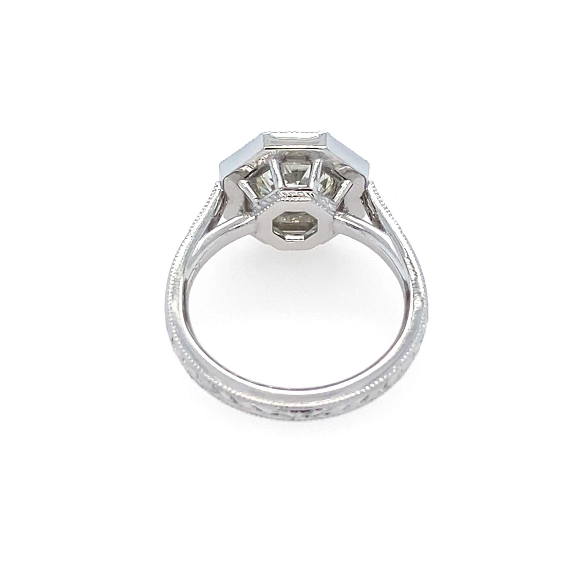 Back View of Round Diamond Engagement Ring with Onyx Detail