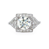 Old Mine Diamond Ring with Square Diamond Halo