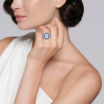 Kwiat Platinum Ashoka Ring with Sapphire and Diamond Halos