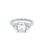Platinum Emerald Cut Diamond Ring with Epaulette Side Stones