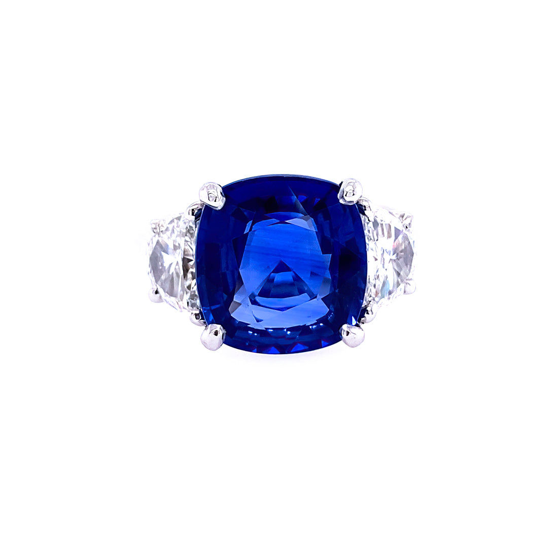 Platinum sapphire and diamond ring