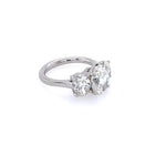 Platinum Three Stone Oval Cut Diamond Ring
