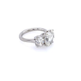 Platinum Three Stone Oval Cut Diamond Ring