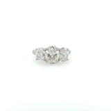 Platinum Three Stone Oval Diamond Ring