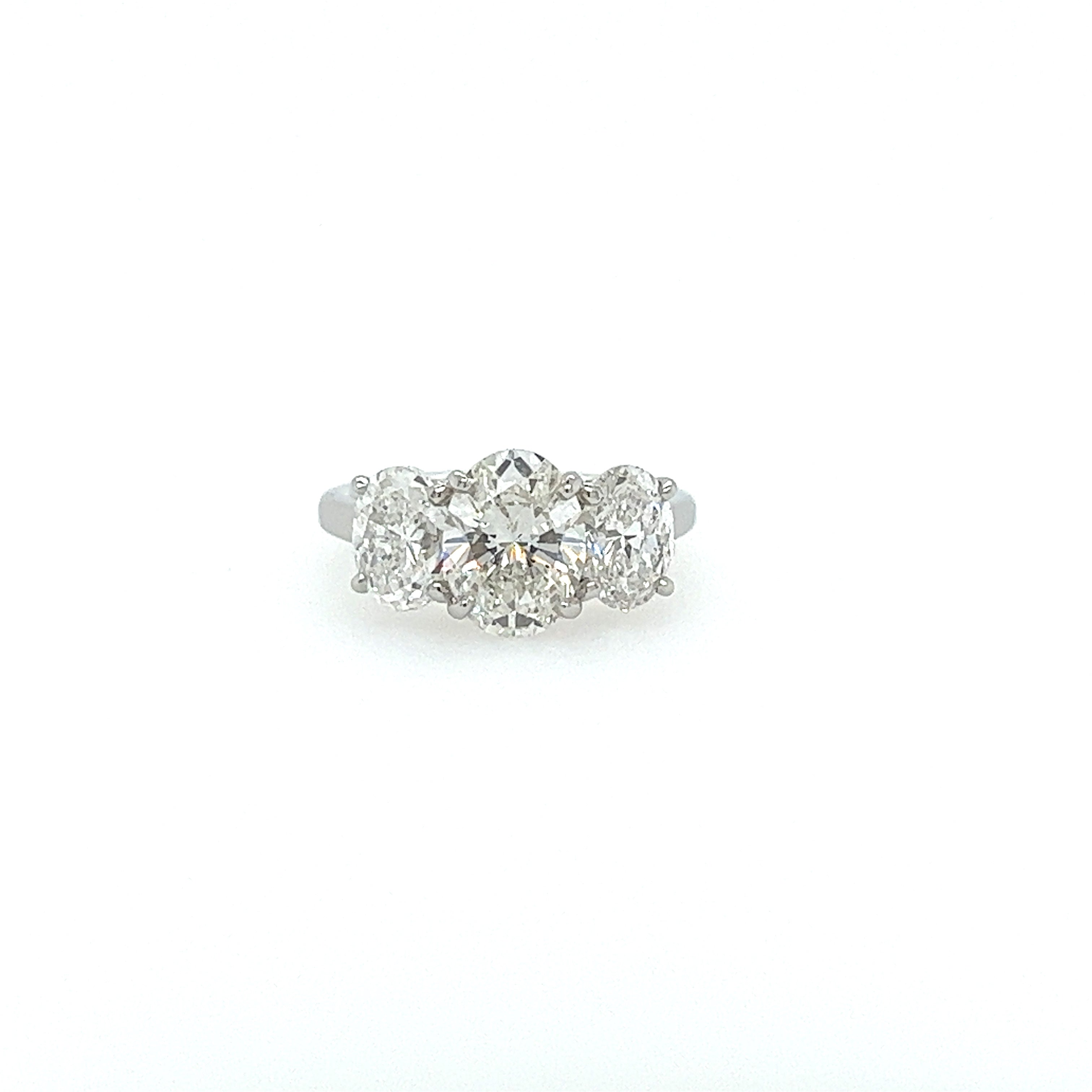 Platinum Three Stone Oval Diamond Ring