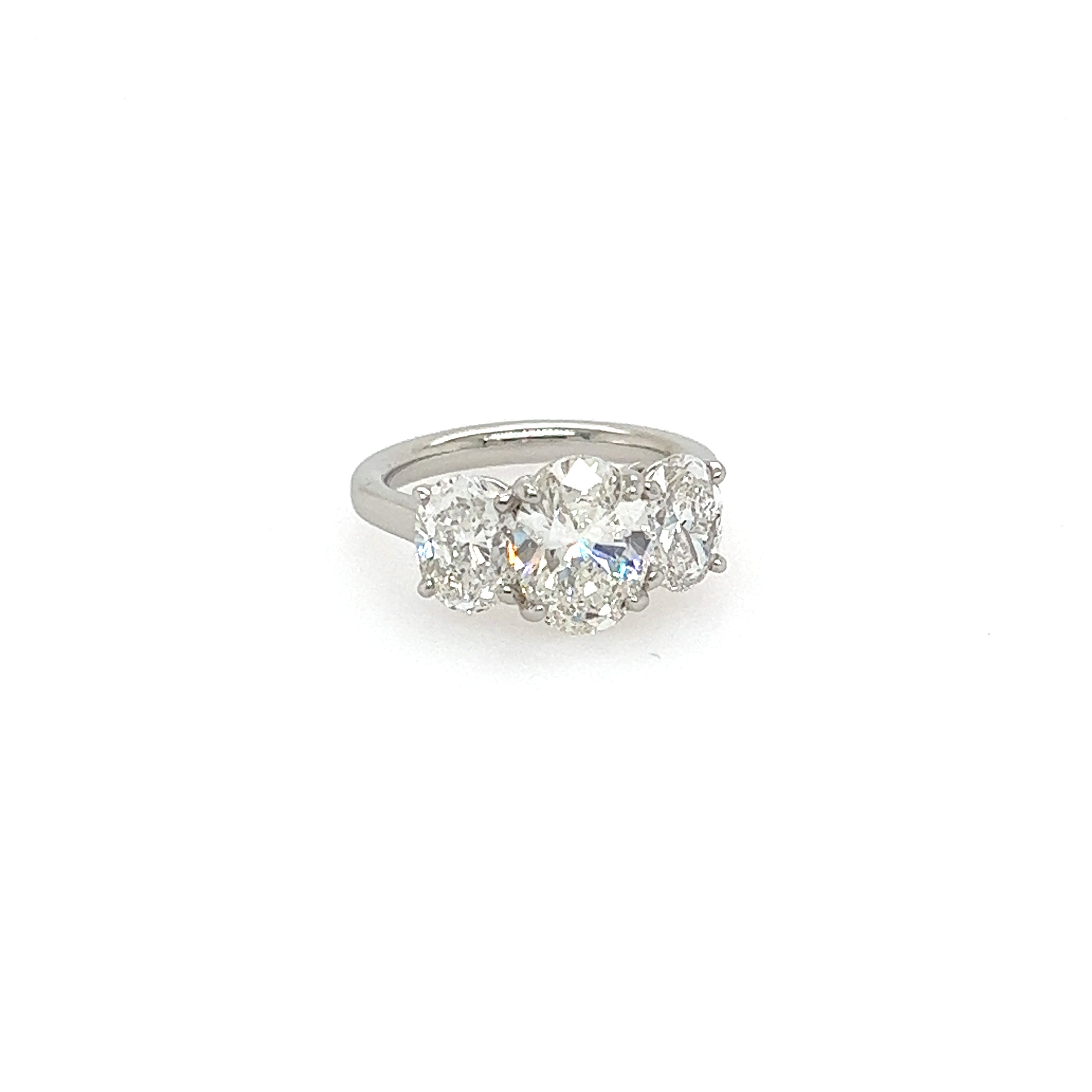 Custom-Designed Platinum Three Stone Oval Diamond Ring