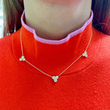18K yellow gold necklace with diamond floral pendants