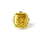 Elizabeth Locke Queen Bee 19K Gold ring with diamonds