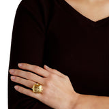 Elizabeth Locke 19K Yellow Gold 'Queen Bee' Ring with Diamonds