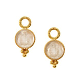 Elizabeth Locke Rock 19K yellow gold Crystal Intaglio Turtle Earring Charms